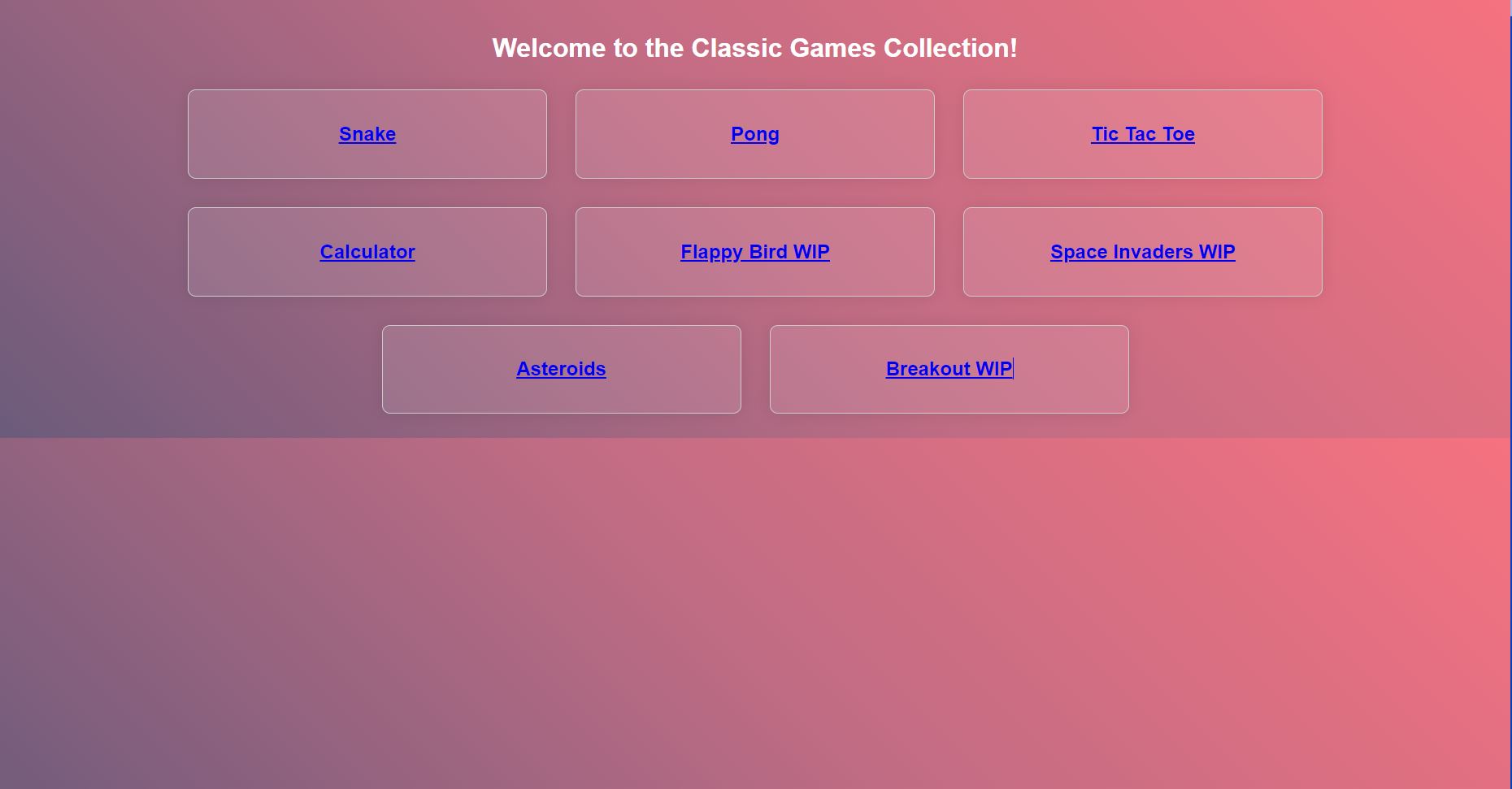 Classic Games Website Image